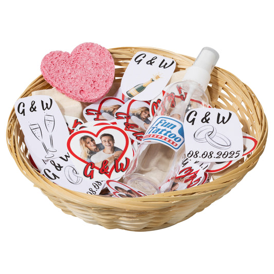 Tattoo Station Hochzeit – Komplett-Set mit temporären Tattoos für Gäste