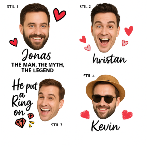 JGA Tattoo personalisiert – Gesicht & Name des Bräutigams | Lustige Team Groom Accessoires für Junggesellenabschied