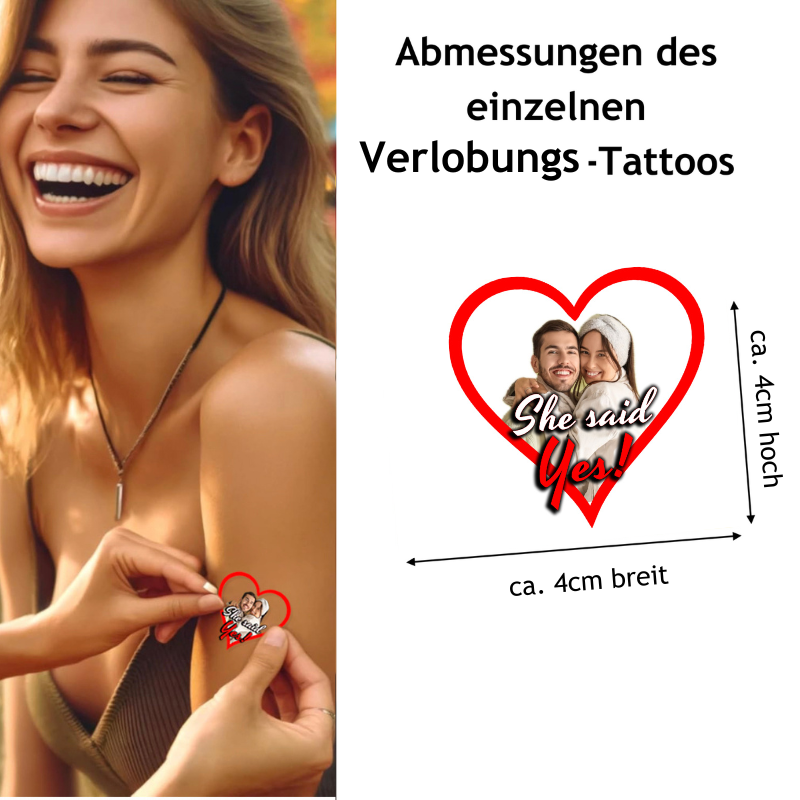 Abmessungen des temporären Verlobungstattoos